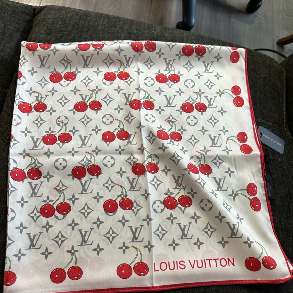 Louis Vuitton Red and White Cherry Scarf - Picture 9 of 11
